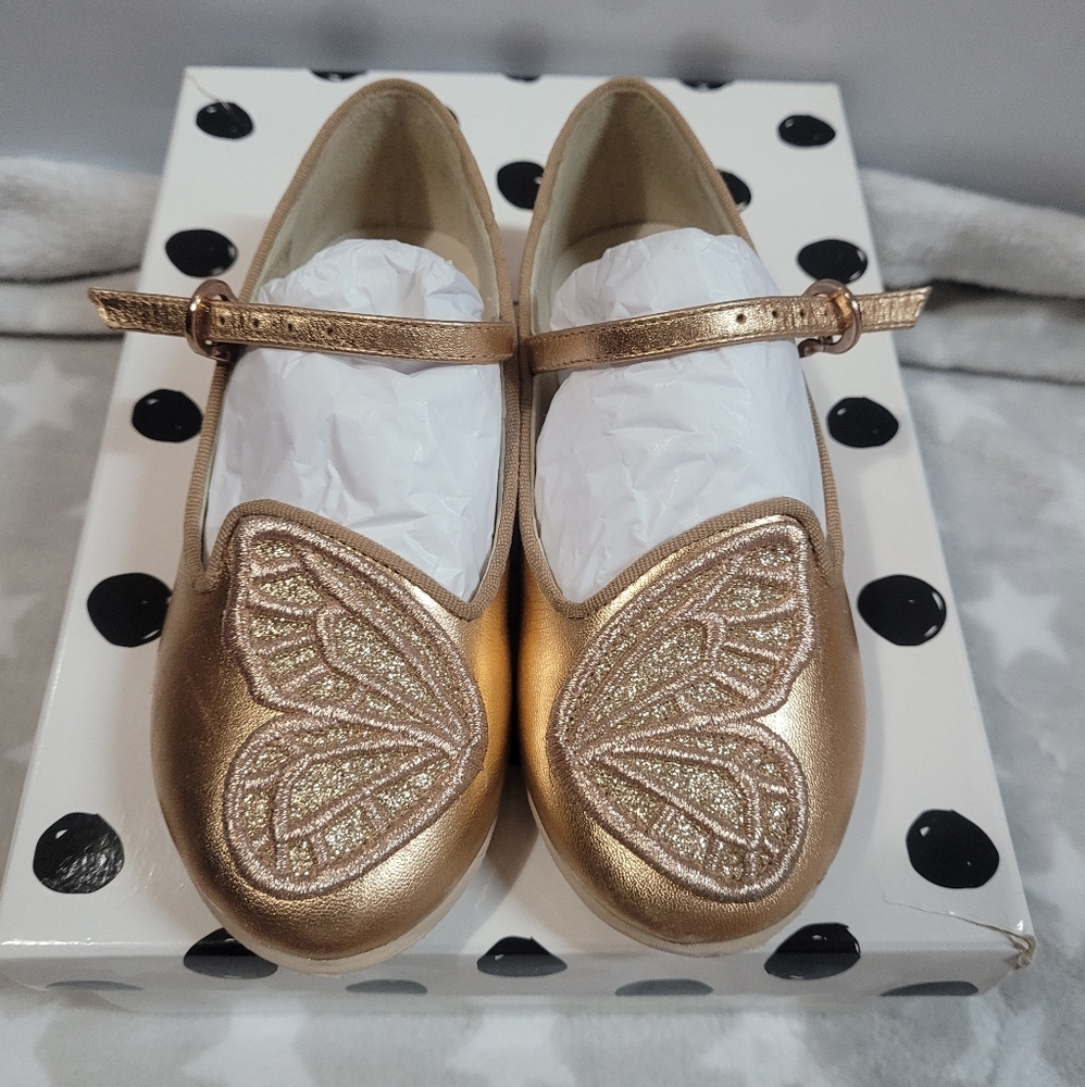 Sophia Webster Mini Bibi Low Top Toddler Girl Size 28, Gold/Rose Gold Color.